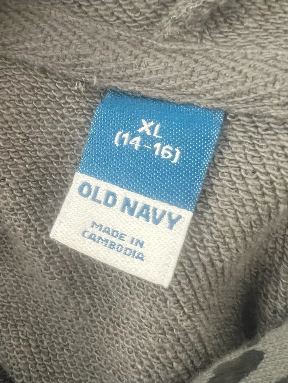 Old Navy Girls Juniors Hoodie Sweatshirt Slouchy Cropped Raw Hem Gray Leopard